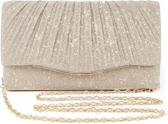Lyrovo Women Clutch Purse Formal Dressy Evening Clutches Handbags Crossbody Bag for Wedding Cocktail Prom Party Elegance Charm, Champagne - Image 1