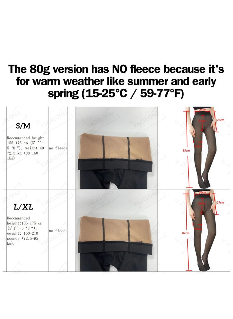 Remy Belle - Fleece Lined Tights Women Leggings Thermal Pantyhose Fake Translucent Tights Opaque High Waisted Winter Warm Sheer Tight (80g S/M, Black) - Image 1