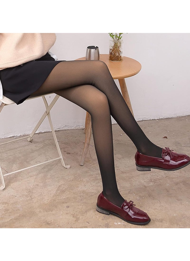 Remy Belle - Fleece Lined Tights Women Leggings Thermal Pantyhose Fake Translucent Tights Opaque High Waisted Winter Warm Sheer Tight (80g S/M, Black) - Image 1