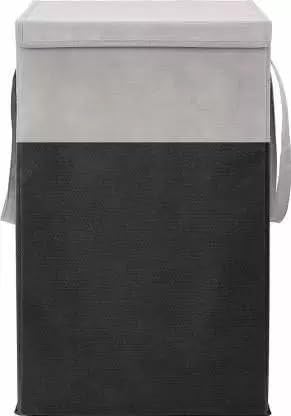 Just Mart Folding Laundry Basket Large Laundry Hamper With Lid Handles Collapsible Freestanding Clothes Hamper Storage Basket for Bedroom Bathroom Dorm 75L Pack of 1 Black Grey - Image 1