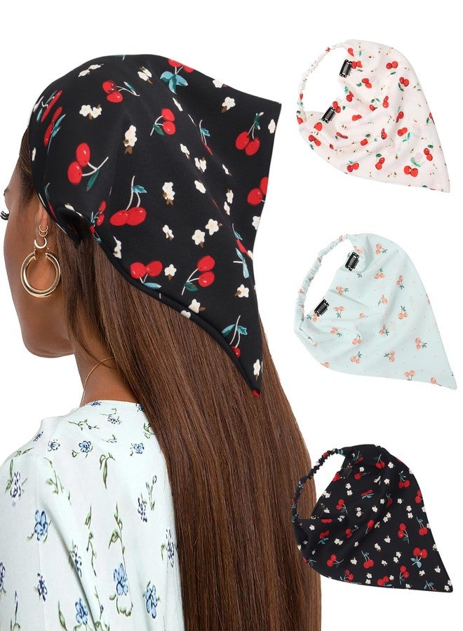 AWAYTR Elastic Hair Scarf Headband 3PCS Head Scarves with Clips Kerchief Hair Bandanas Headband for Women - Image 1