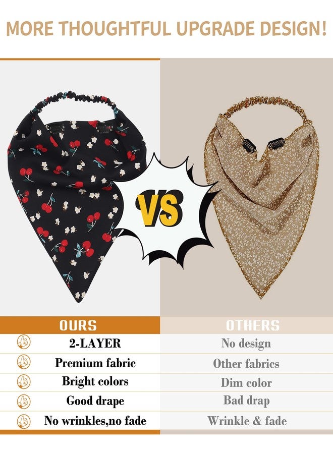 AWAYTR Elastic Hair Scarf Headband 3PCS Head Scarves with Clips Kerchief Hair Bandanas Headband for Women - Image 4