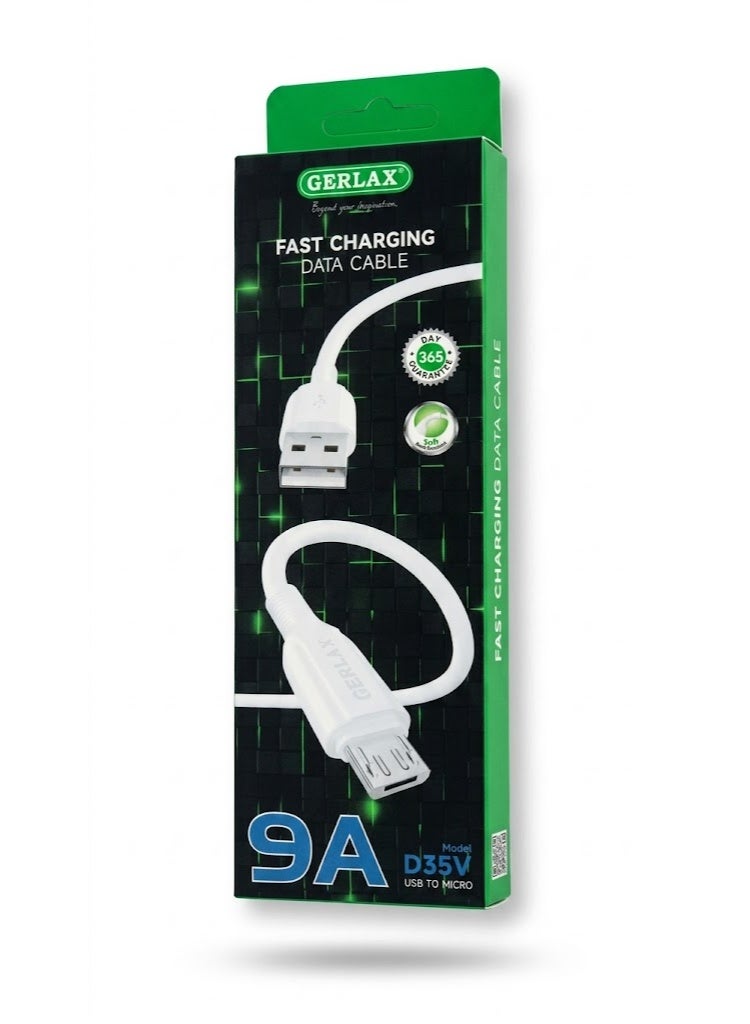 جيرلاكس كابل USB إلى Micro USB للشحن السريع ونقل البيانات (تيار 9 أمبير)، بطول متر واحد ومصنوع من مادة PVC، يدعم تقنية الشحن السريع؛ متوافق مع هواتف أندرويد الذكية، والأجهزة اللوحية، وبنوك الطاقة، ومكبرات الصوت اللاسلكية، والأجهزة المزودة بمنفذ Micro USB. - Image 3