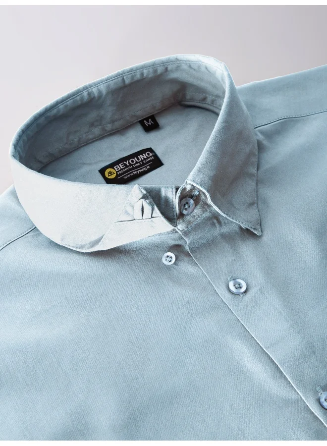 Beyoung Light Blue Satin Shirt