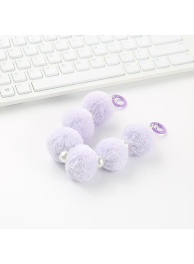 NIBEMINENT Beaded Phone Lanyard, Anti Lost Removable Wrist Strap, Pearl Ball Bracelet Pendant, Phone Keychain Lanyard,Purple - Image 1