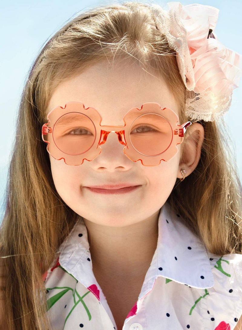 SYOSI Kids Sunglasses, 4 Pcs Round Flower Shaped  Toddler Flower Glasses with 4 Pack Glasses Cloth 4 Pack Flannel Bag for Baby Girls Boys Party Favor - Image 2