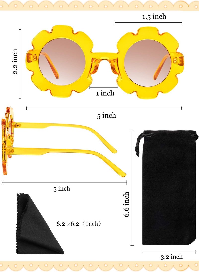 SYOSI Kids Sunglasses, 4 Pcs Round Flower Shaped  Toddler Flower Glasses with 4 Pack Glasses Cloth 4 Pack Flannel Bag for Baby Girls Boys Party Favor - Image 4
