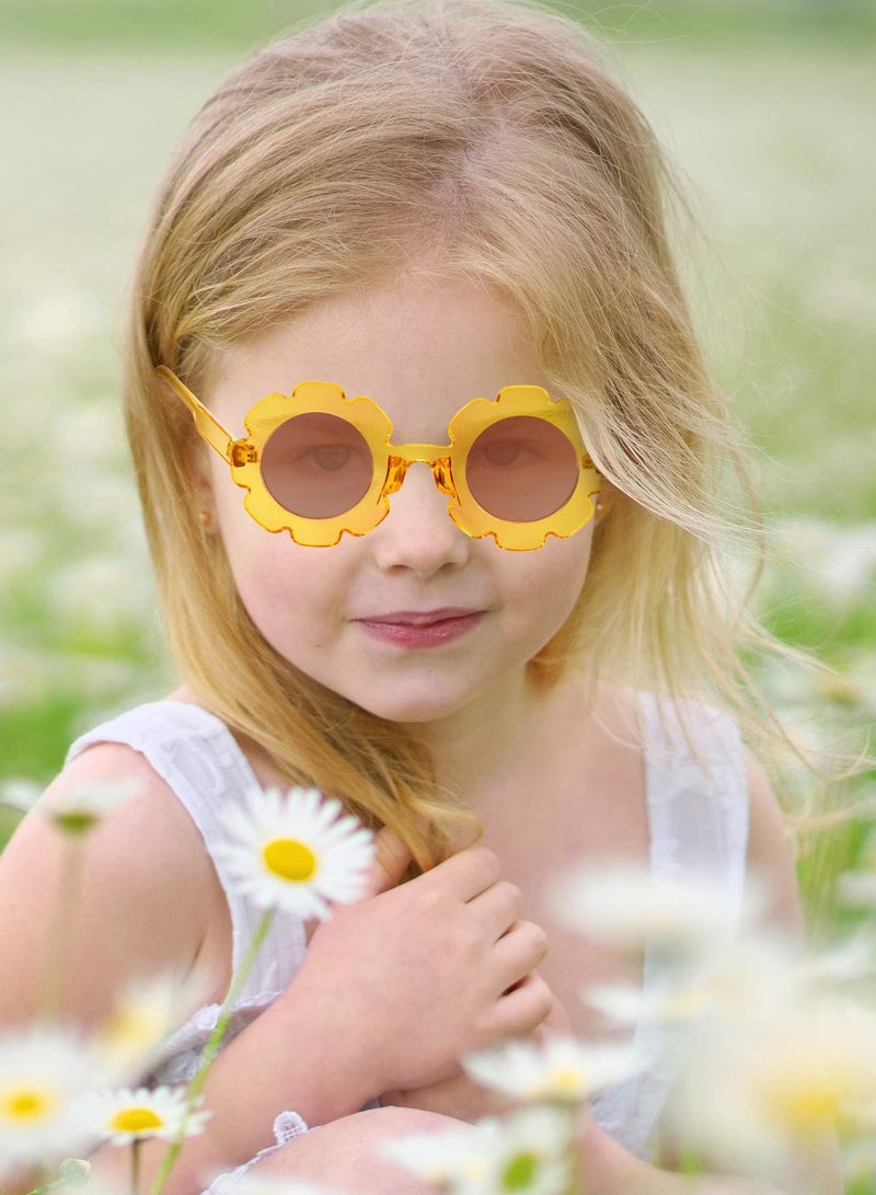 SYOSI Kids Sunglasses, 4 Pcs Round Flower Shaped  Toddler Flower Glasses with 4 Pack Glasses Cloth 4 Pack Flannel Bag for Baby Girls Boys Party Favor - Image 3