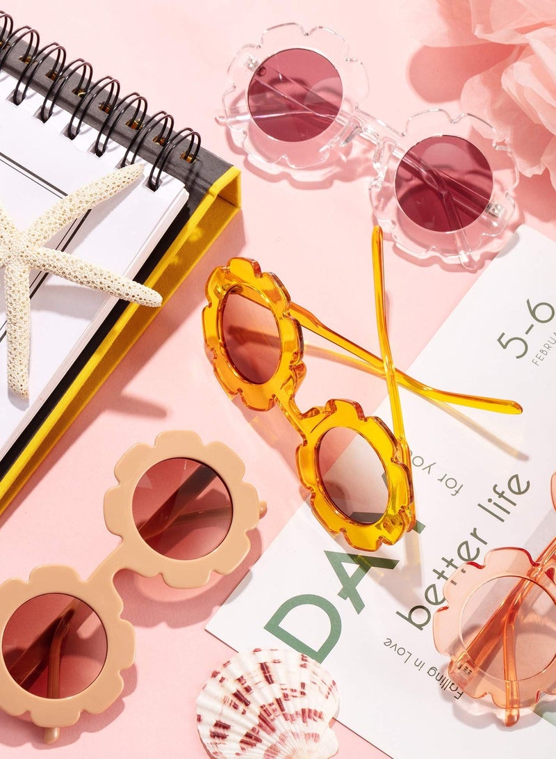 SYOSI Kids Sunglasses, 4 Pcs Round Flower Shaped  Toddler Flower Glasses with 4 Pack Glasses Cloth 4 Pack Flannel Bag for Baby Girls Boys Party Favor - Image 5