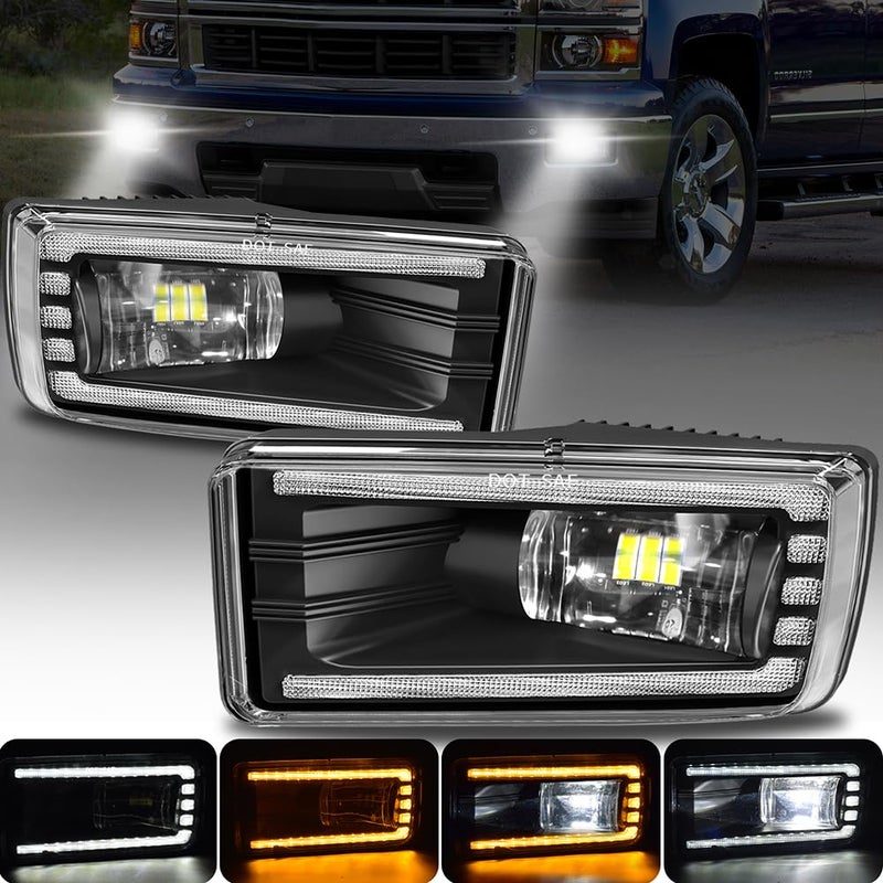 OKSIWA LED Fog Lights Assembly with DRL Turn Signal for Chevy Silverado Suburban Tahoe 20072015 Avalanche 20072013 Fits GMC Yukon 20152016 WaterproofInclude DRL Wiring Harness - Image 2
