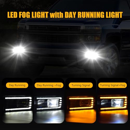 OKSIWA LED Fog Lights Assembly with DRL Turn Signal for Chevy Silverado Suburban Tahoe 20072015 Avalanche 20072013 Fits GMC Yukon 20152016 WaterproofInclude DRL Wiring Harness - Image 3