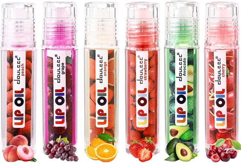 Girls Roll On Lip Gloss 6 Pcs Fruity Flavours Lip Make up for Dry Chapped Lips Moisturising Girls Lipgloss for Daily Use Perfect Party Bag Treat