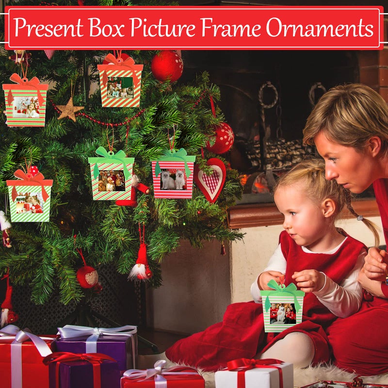 ايرينير Irenare 24 PCS شعرت بإطارات صور عيد الميلاد مع القوس مع تعليق صورة معلق الشجرة ديكور شجرة DIY جوارب الأشجار العطلة (النمط الكلاسيكي) - Image 2