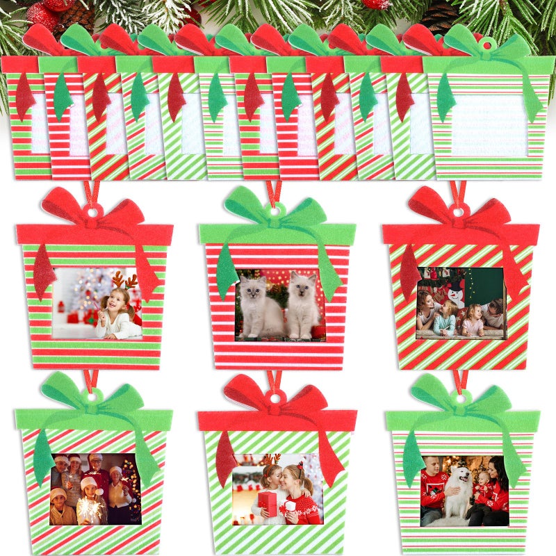 ايرينير Irenare 24 PCS شعرت بإطارات صور عيد الميلاد مع القوس مع تعليق صورة معلق الشجرة ديكور شجرة DIY جوارب الأشجار العطلة (النمط الكلاسيكي) - Image 1