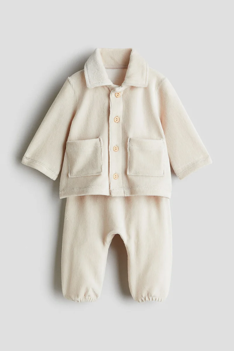 اتش اند ام طقم ملابس مرنة من الفيلور- عبوة من قطعتين