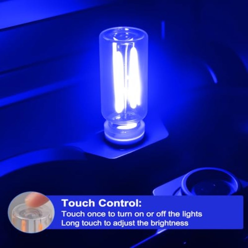 2 PCS Car USB Lights, Plug-in Retro Car Atmosphere Lamp with Touch Dimmable, Portable Mini Glass Bottle LED Bulb Night Lights for Vehicle Bedroom Hallway Camping Holiday Decoration - Image 4