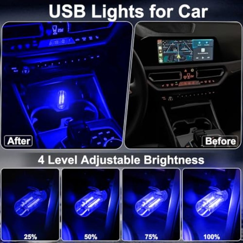 2 PCS Car USB Lights, Plug-in Retro Car Atmosphere Lamp with Touch Dimmable, Portable Mini Glass Bottle LED Bulb Night Lights for Vehicle Bedroom Hallway Camping Holiday Decoration - Image 3