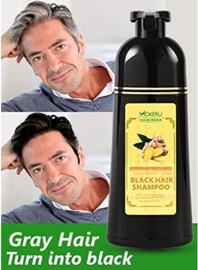 Mokeru Ginger Essence Black Hair Dyeing Shampoo, 500ml - Image 1