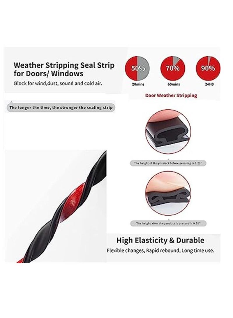 Weather Stripping Door Seal Strip Self Adhesive D-Shape Foam Sealing Tape for Door Frame Window Insulation (20Ft, Black)  - Image 4