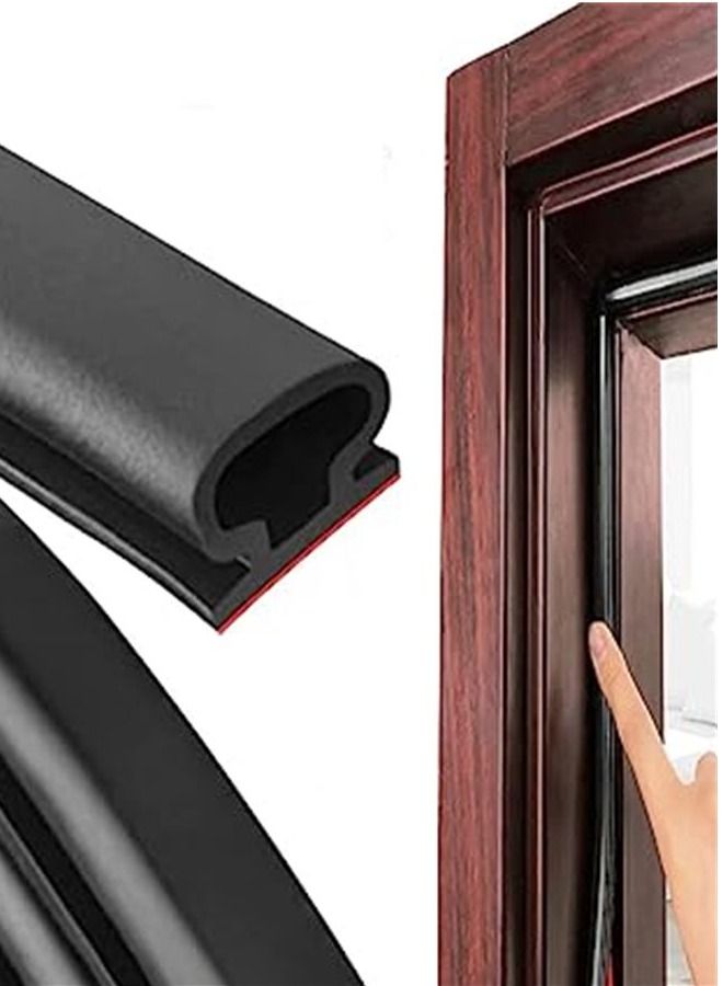 Weather Stripping Door Seal Strip Self Adhesive D-Shape Foam Sealing Tape for Door Frame Window Insulation (20Ft, Black)  - Image 1