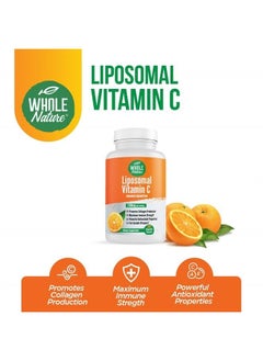 Whole Nature Liposomal Vitamin C Supplement Pills 1200 mg - High Absorption 180 Vegan Capsules Fat Soluble Vit C, Maximum Strength Immune System and Collagen Booster, Sunflower Lecithin , lypo spheric  - Image 3