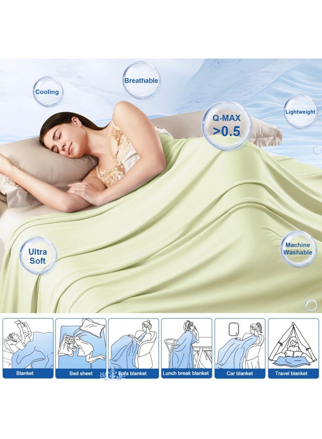 PHF PHF Reversible Double Cooling Blanket Queen Size, Ultra Soft Arc-Chill Q-Max>0.5 Thin Summer Single Layer for Hot Sleepers,Breathable Lightweight Portable Silky for Home Office Travel Car, Gross Green  - Image 2