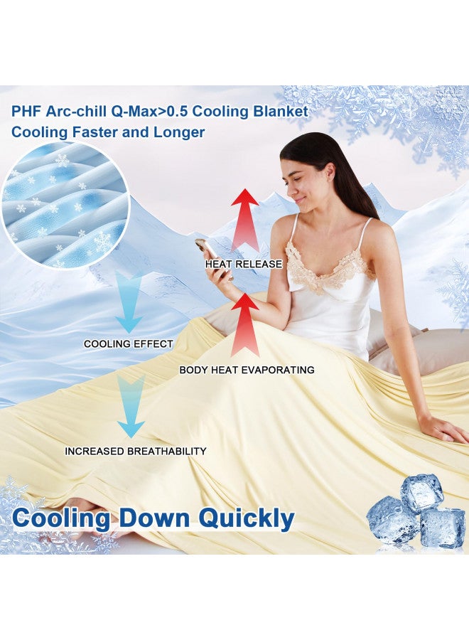 PHF PHF Reversible Double Cooling Blanket Queen Size, Ultra Soft Arc-Chill Q-Max>0.5 Thin Summer Single Layer for Hot Sleepers,Breathable Lightweight Portable Silky for Home Office Travel Car, Gross Green  - Image 1