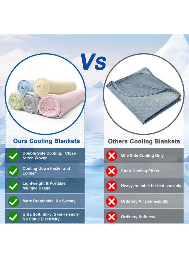 PHF PHF Reversible Double Cooling Blanket Queen Size, Ultra Soft Arc-Chill Q-Max>0.5 Thin Summer Single Layer for Hot Sleepers,Breathable Lightweight Portable Silky for Home Office Travel Car, Gross Green  - Image 3