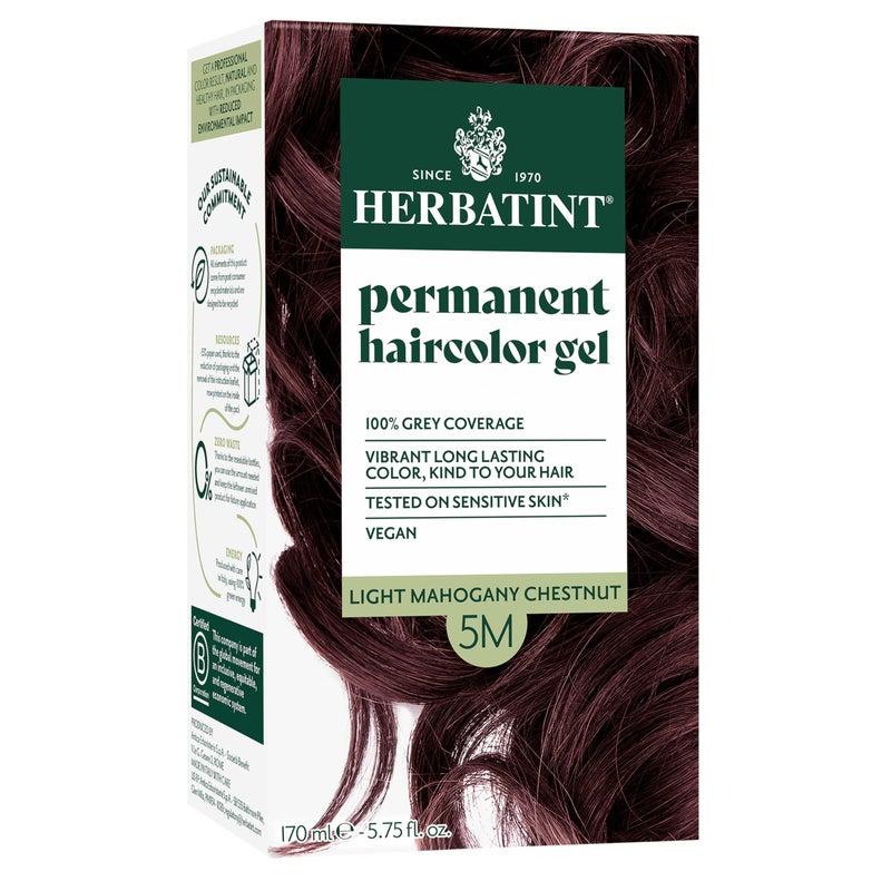 Herbatint Permanent Hair Dye For Women 5M Light Mahogany Chestnut For Up To 100 Gray Coverage of Resistant Gray Hair AmmoniaFree AlcoholFree Vegan Salon Influenced Hair Color 575 fl oz - Image 3