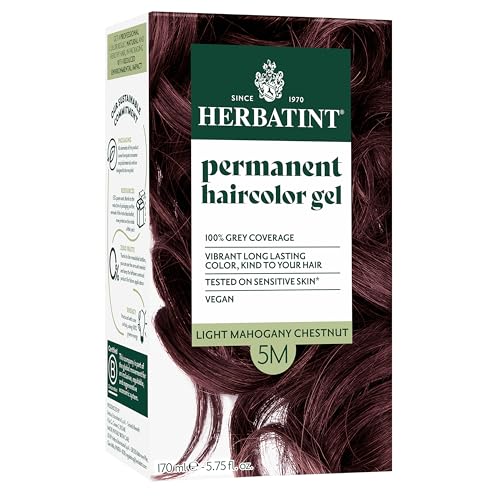 Herbatint Permanent Hair Dye For Women 5M Light Mahogany Chestnut For Up To 100 Gray Coverage of Resistant Gray Hair AmmoniaFree AlcoholFree Vegan Salon Influenced Hair Color 575 fl oz - Image 1
