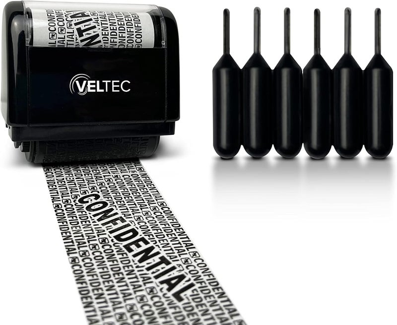 Veltec ID Protector Ink Roller - Identity Theft Protection Roller Stamp Set (Black, Stamp+6 Refills) - Image 5