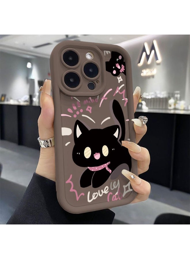 NIBEMINENT Scare The Kitten Protective TPU Case Cover For iPhone 16 Plus, Coffee Color