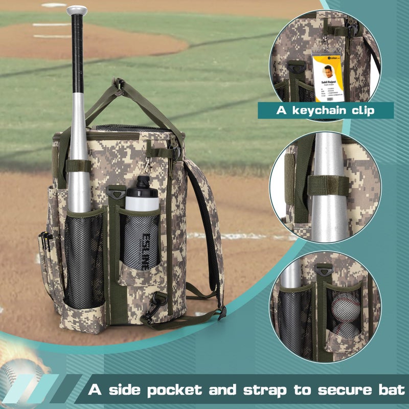 Smasrob Baseball Coaches Bag Fits 6 Gallon Ball Bucket, Baseball Bucket Bag with Backpack and Shoulder Straps, Desert Camouflage - Image 4