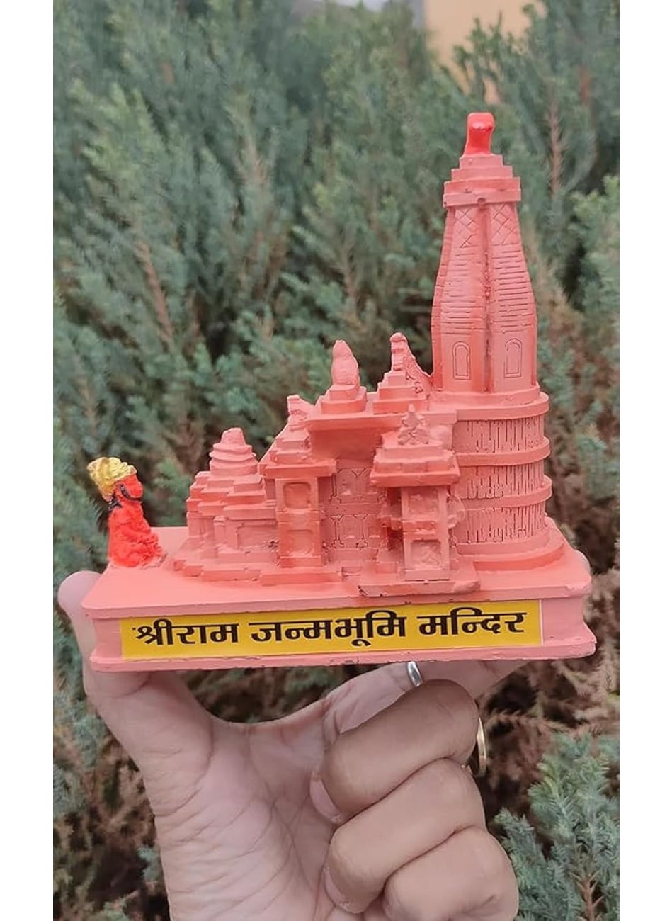 Rudram Rudram Shri Ram Mandir Ayodhya 3D Model Polyresin Hand Carved Temple Decorative Showpiece ResinTemple for Gift Multi use CAR Deshboard Ideal for Home Decor Temple and Best Gift  - Image 5