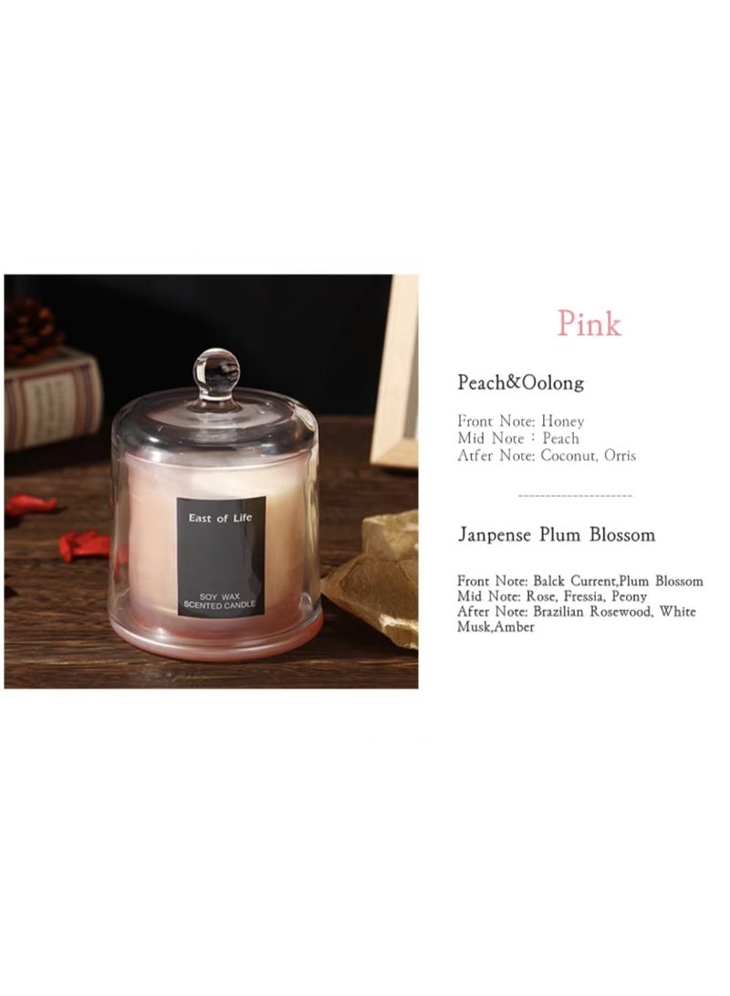 Scented Candle Cup in Glass Cup with Lid Large Size, Soy Wax Candle Perfect Gift for Home Decor Fashion - 150g (Peach & Oolong) - Image 3