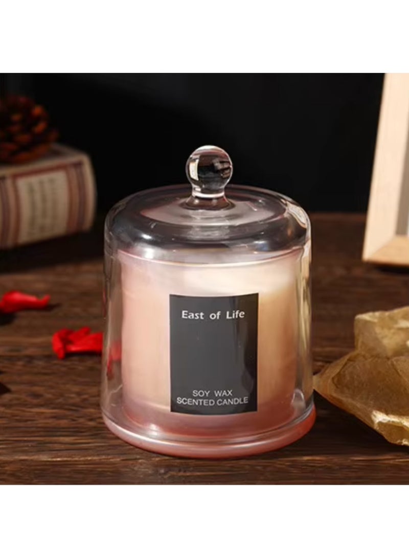 Scented Candle Cup in Glass Cup with Lid Large Size, Soy Wax Candle Perfect Gift for Home Decor Fashion - 150g (Peach & Oolong) - Image 1