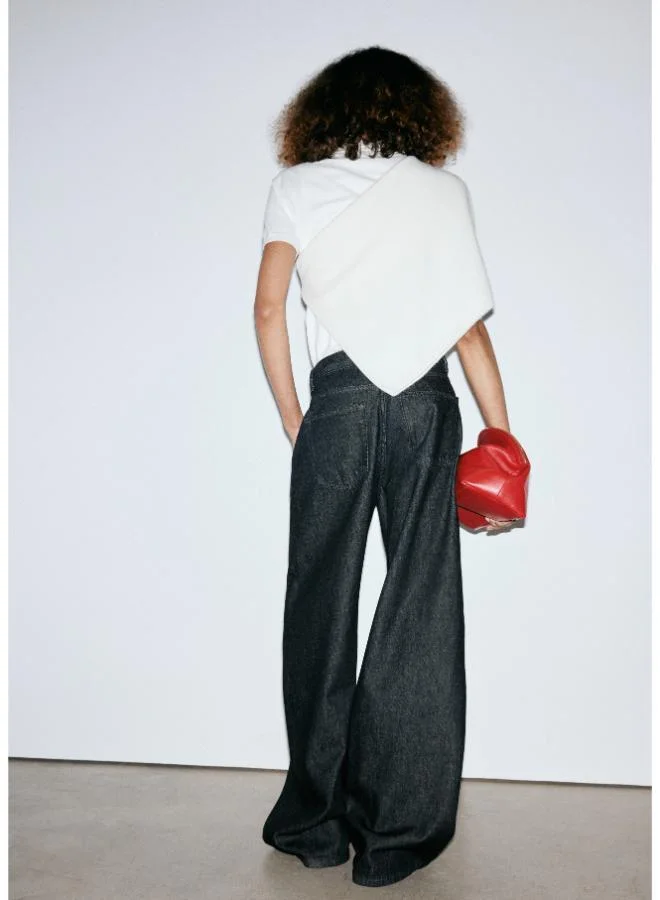Mango Barrel-Leg Denim Trousers