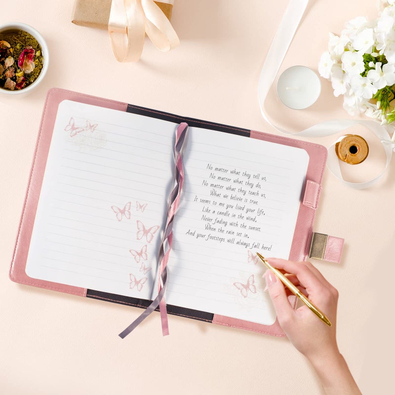 Billtigif Diary with Lock, Journal for Women Girls, Vintage Refillable Secret Journal, Locking Notebook Gift for Girls with Combination Lock, 5.3'' x 7.8'' (Pink) - Image 4