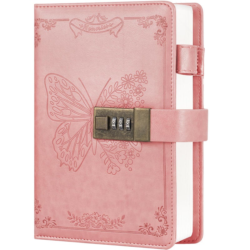 Billtigif Diary with Lock, Journal for Women Girls, Vintage Refillable Secret Journal, Locking Notebook Gift for Girls with Combination Lock, 5.3'' x 7.8'' (Pink) - Image 1