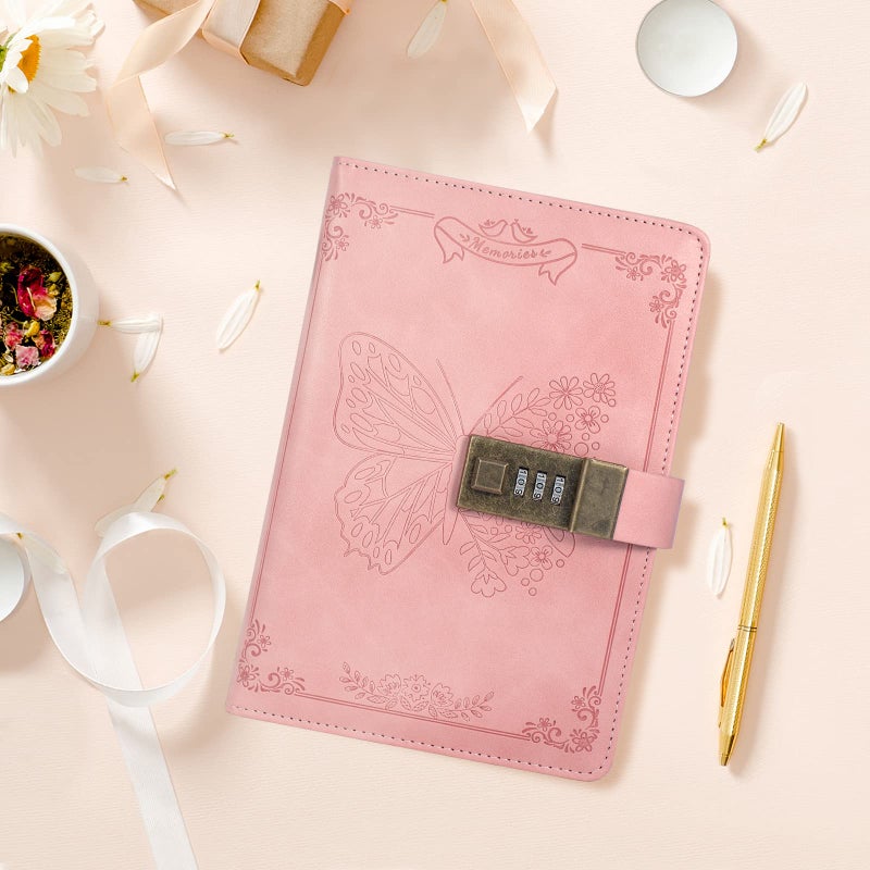 Billtigif Diary with Lock, Journal for Women Girls, Vintage Refillable Secret Journal, Locking Notebook Gift for Girls with Combination Lock, 5.3'' x 7.8'' (Pink) - Image 3