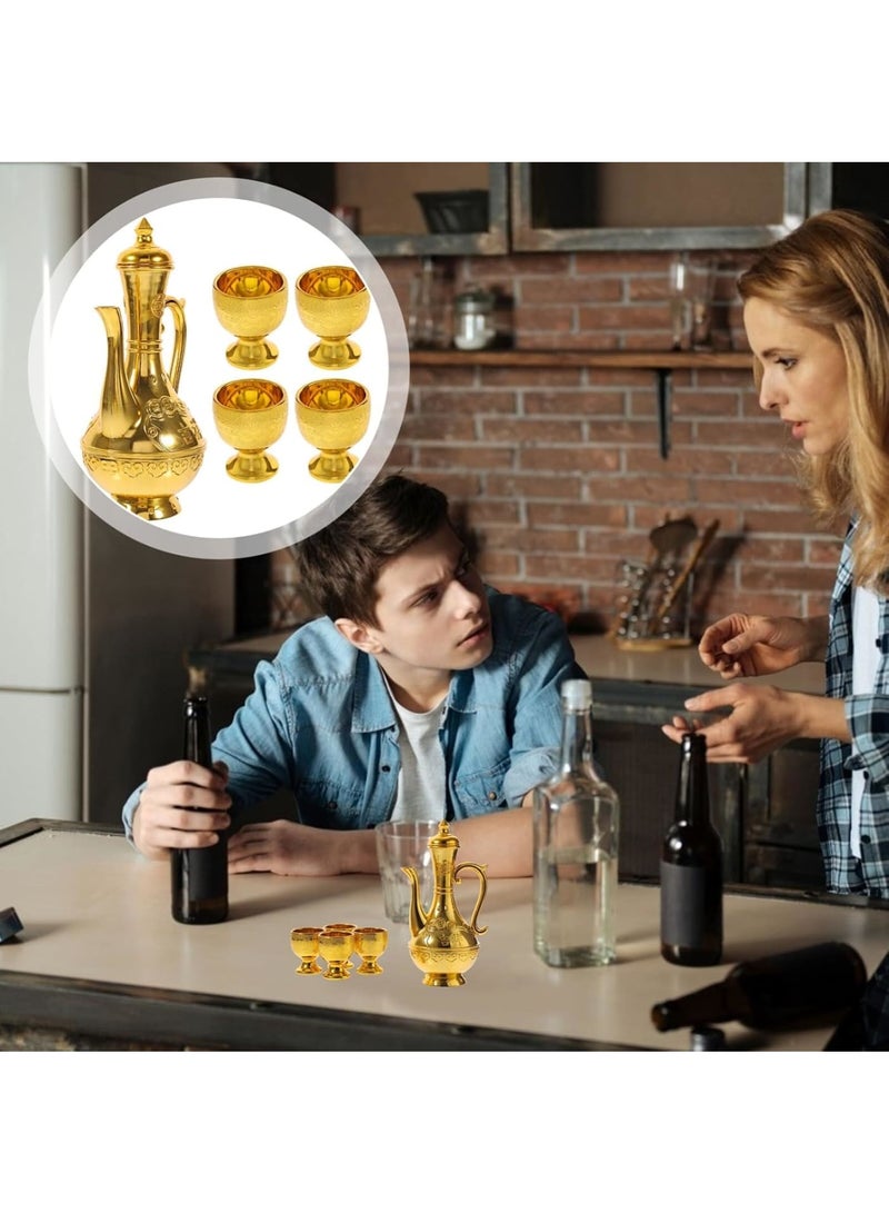 Zikra كوب تقديم ذهبي بوذي، مجموعة من 1 كوب تقديم ماء ذهبي مع إبريق، كأس، كأس صغير، مجموعة شاي تركية كوب زخرفي مع إبريق لتزيين طاولة الشاي - Image 5