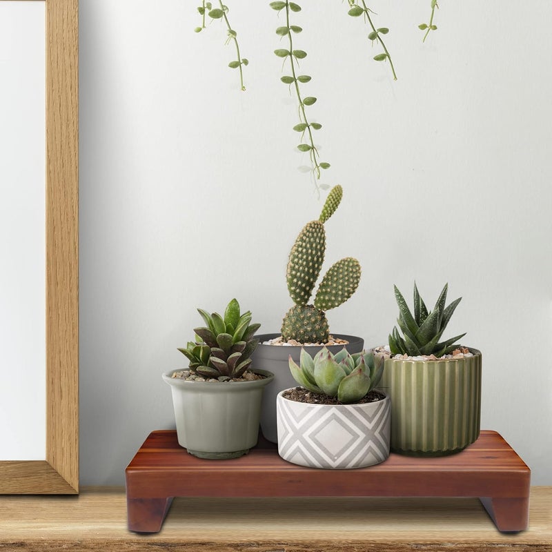 DEMIGO Wood Pedestal Stand 12x7 inch, Farmhouse Wood Riser, 100% Natural Acacia Wood, Non-Slip Bottom, for Bathroom Kitchen Counter Sink, Display Decorative for Plant Bottle Candle (Rectangular) - Image 5