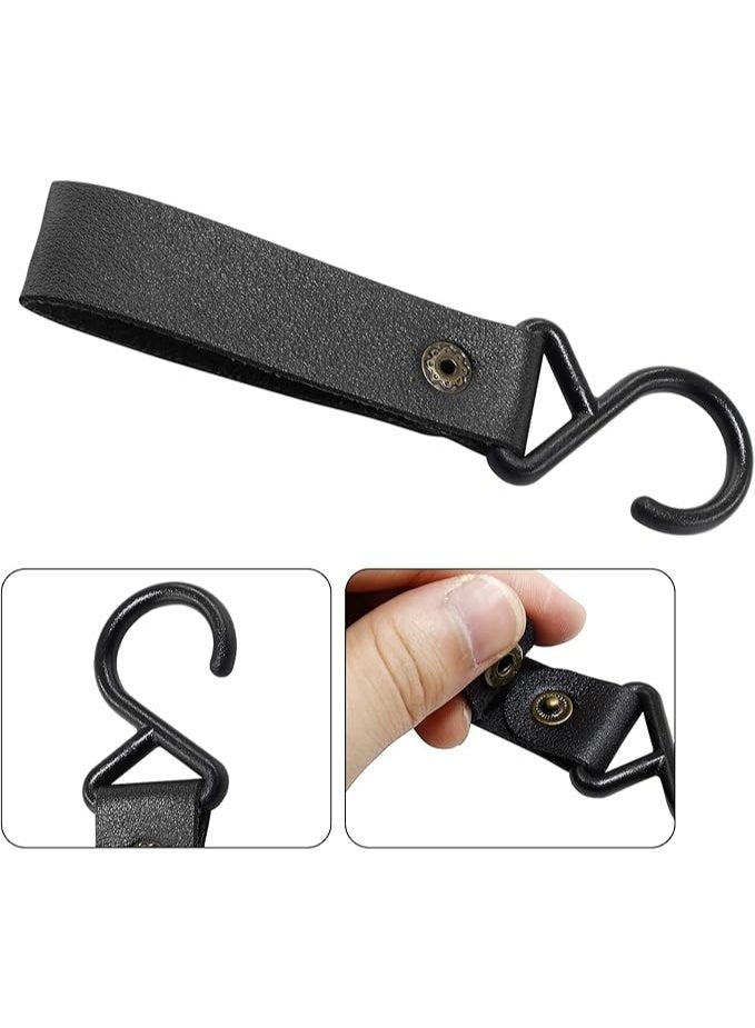 Black (10 pieces per pack),Portable Outdoor S Shaped Leather Hook Camping Keychain PU Buckle Triangle Storage Rack Hook Multi Purpose Style - Image 3