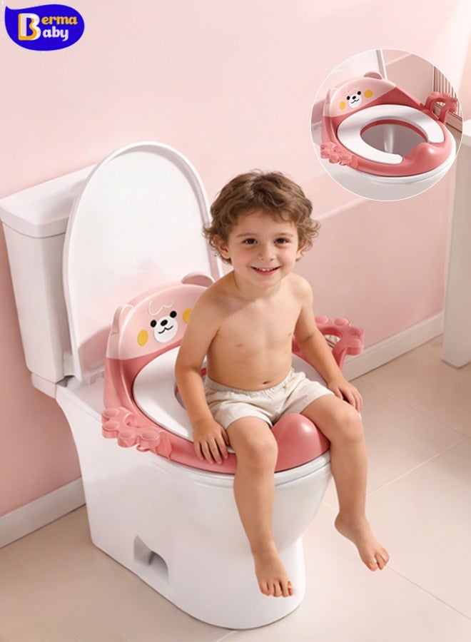 Berma Baby مقعد مرحاض لتدريب الأطفال على استخدام المرحاض مع مقابض مبطنة ناعمة، مجموعة راقية، تصميم مزدوج مضاد للانزلاق وواقي من الرذاذ للأولاد والبنات - Image 1
