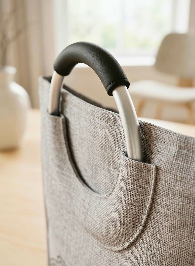 1Chase Rolling Laundry Basket 70L – Foldable Fabric Clothes Hamper with Wheels & Aluminium Handles (Grey) - Image 5