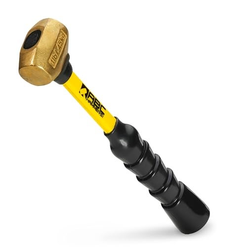 ABC HAMMERS Brass Hammer - 1 lb. USA Made Non-Sparking Hammer with 10" Fiberglass Handle & Double Faced Head - ABC1BFB - Image 1