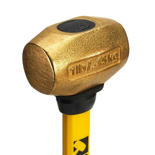 ABC HAMMERS Brass Hammer - 1 lb. USA Made Non-Sparking Hammer with 10" Fiberglass Handle & Double Faced Head - ABC1BFB - Image 2