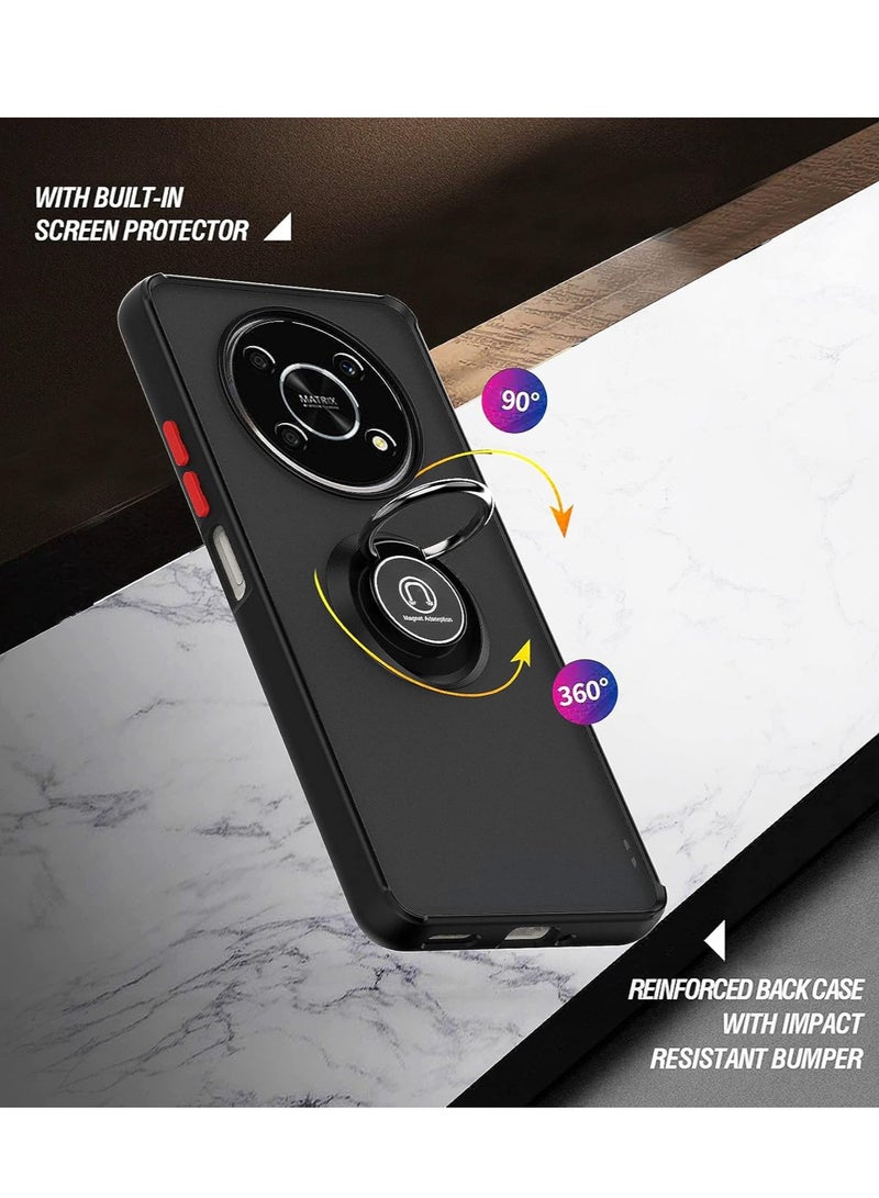 BORTONY HONOR X9 Case Cover Metal Ring Holder Grip Kickstand   Case Magnetic Car Mount Shockproof Matte Hard Back Bumper Case for HONOR X9 - Image 2