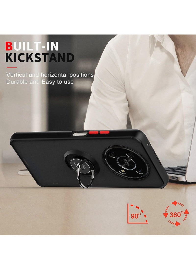 BORTONY HONOR X9 Case Cover Metal Ring Holder Grip Kickstand   Case Magnetic Car Mount Shockproof Matte Hard Back Bumper Case for HONOR X9 - Image 4