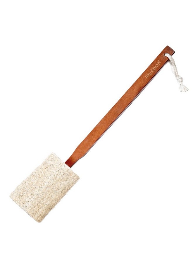 Brushman - Body Loofah Bath Brush With Long Wooden Handle Back Brush For Men & Women Shower Sponge Body Back Scrubber Gentle Exfoliator Wet & Dry Brushing(Ecp208) - Image 1